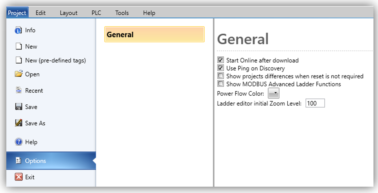 Configuring Default Project Options