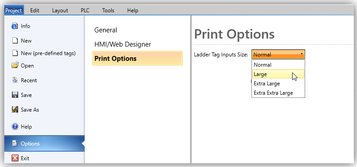 Configuring Default Project Options