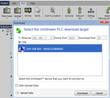 Download select PLC