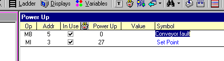 Power Up Panel Chart Viewing Operand Power Up values